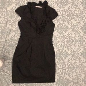 Black midi dress with ruffles